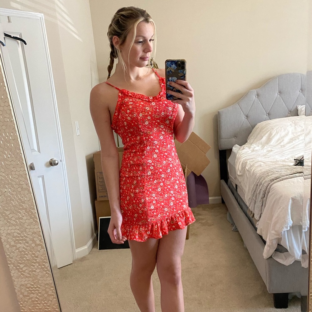 Sundae Muse morning mist red mini dress AU 10 (M)